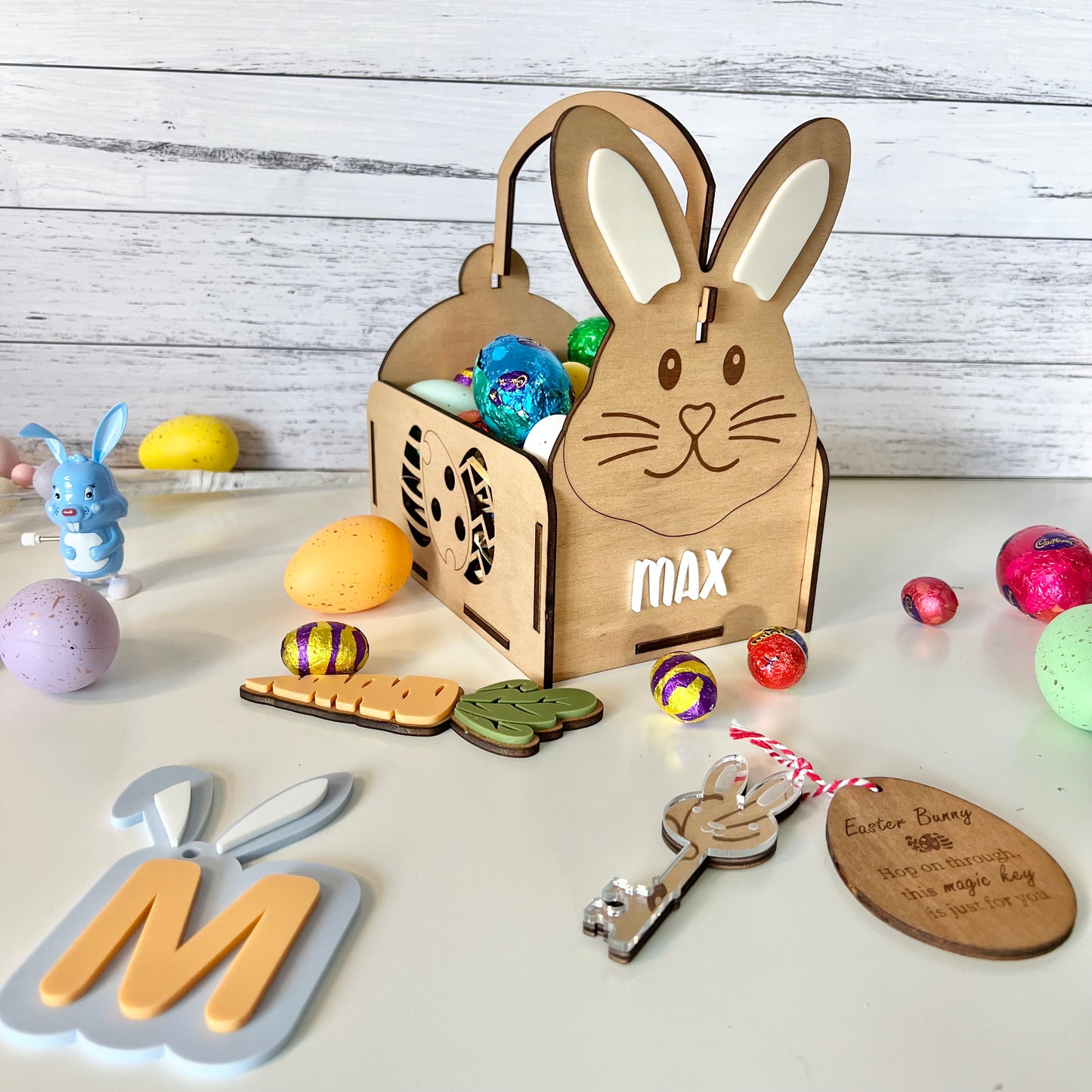 Initial with Ears - Bunny basket tag