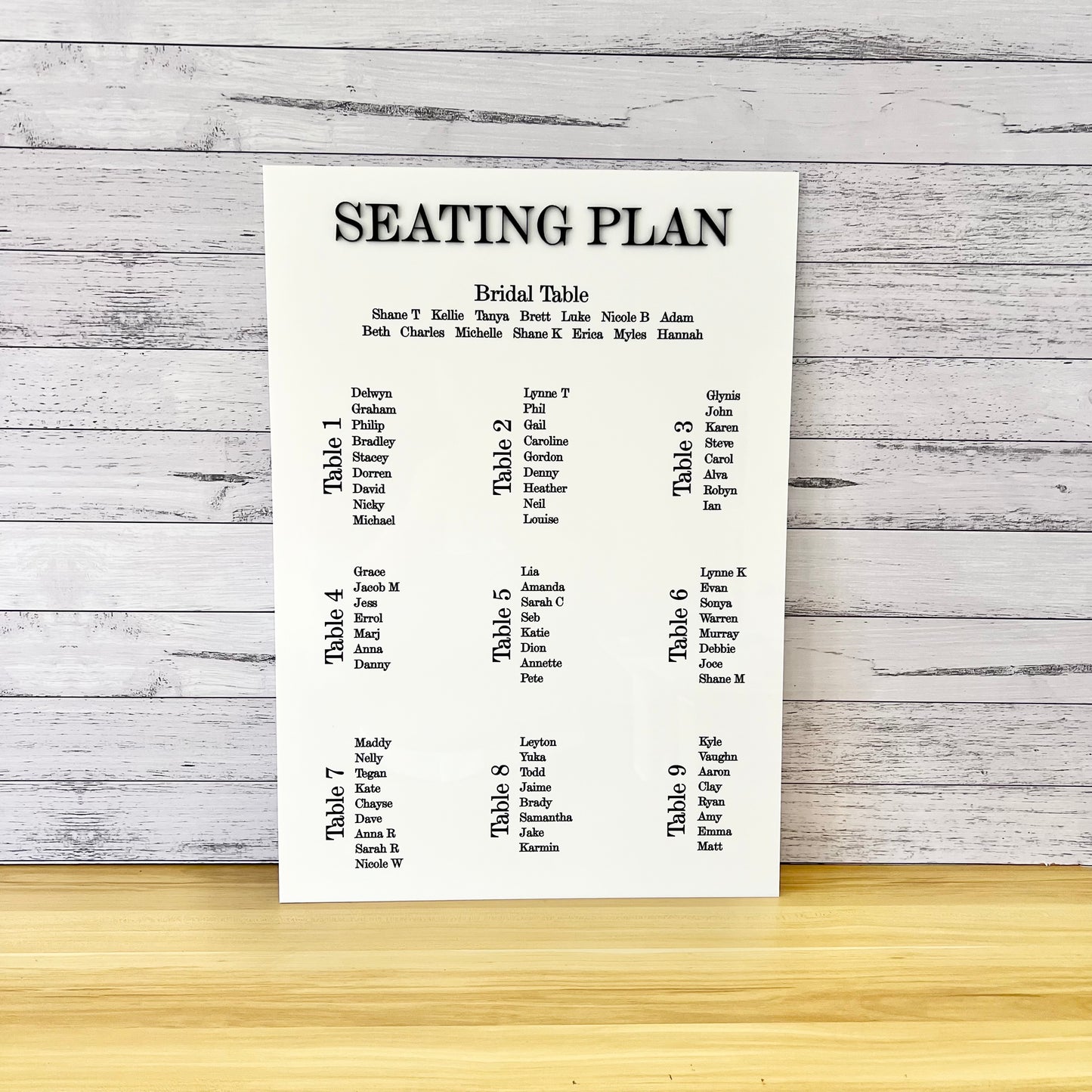 Seating plan sign A2