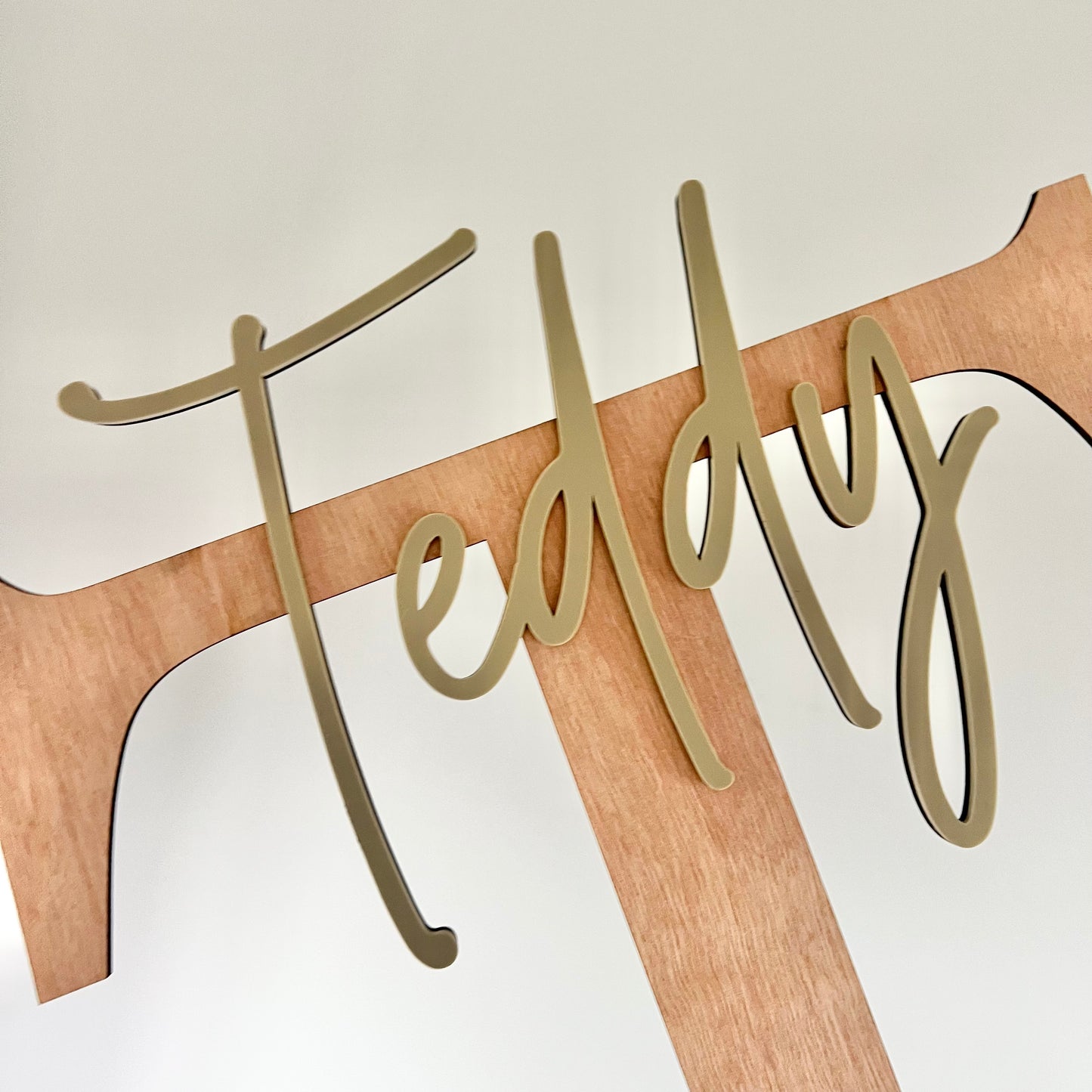 Letter name plaque in wood with acrylic