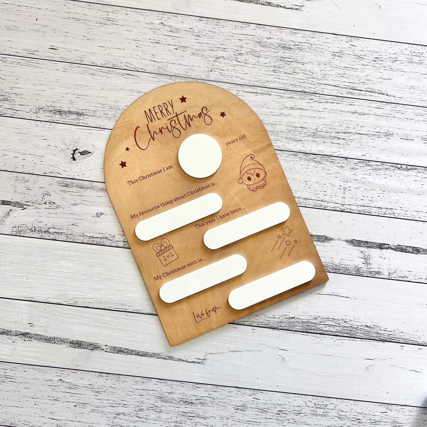 Letter to Santa in wood