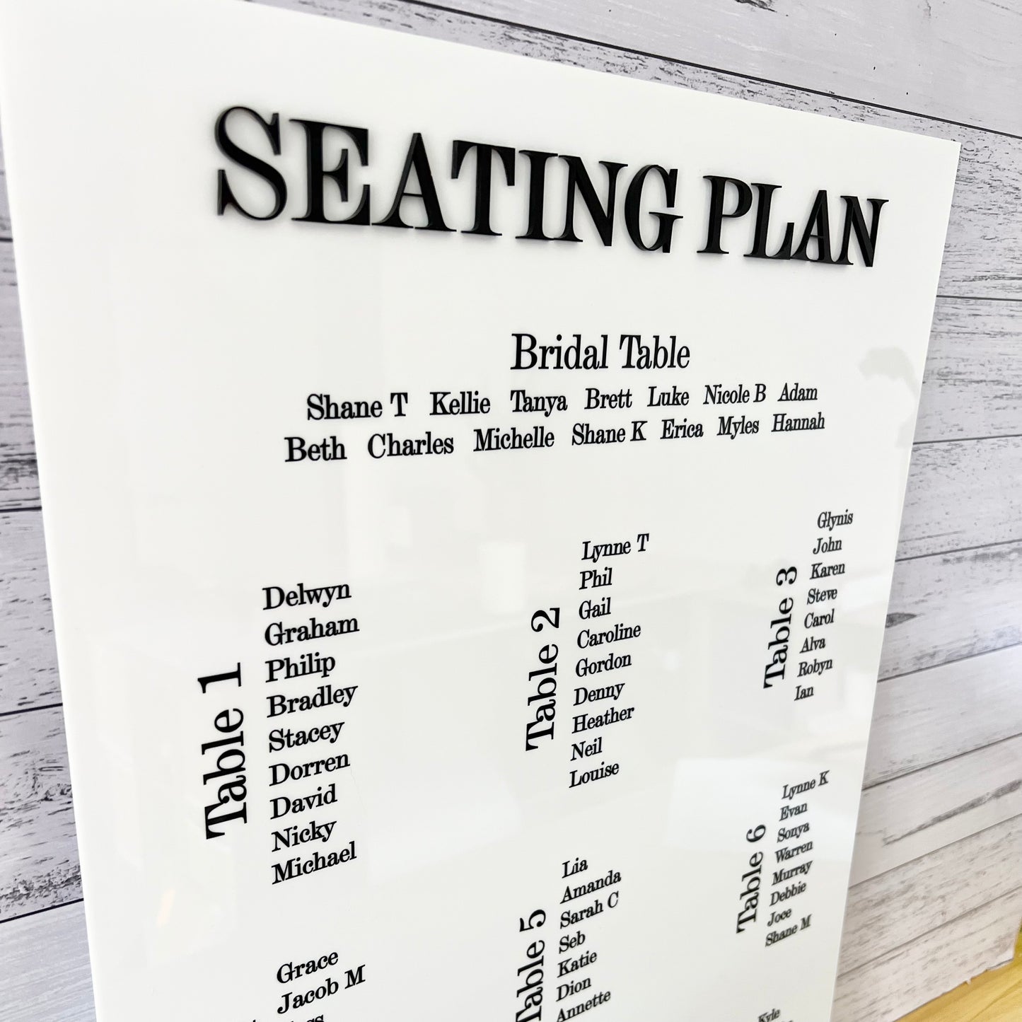 Seating plan sign A2