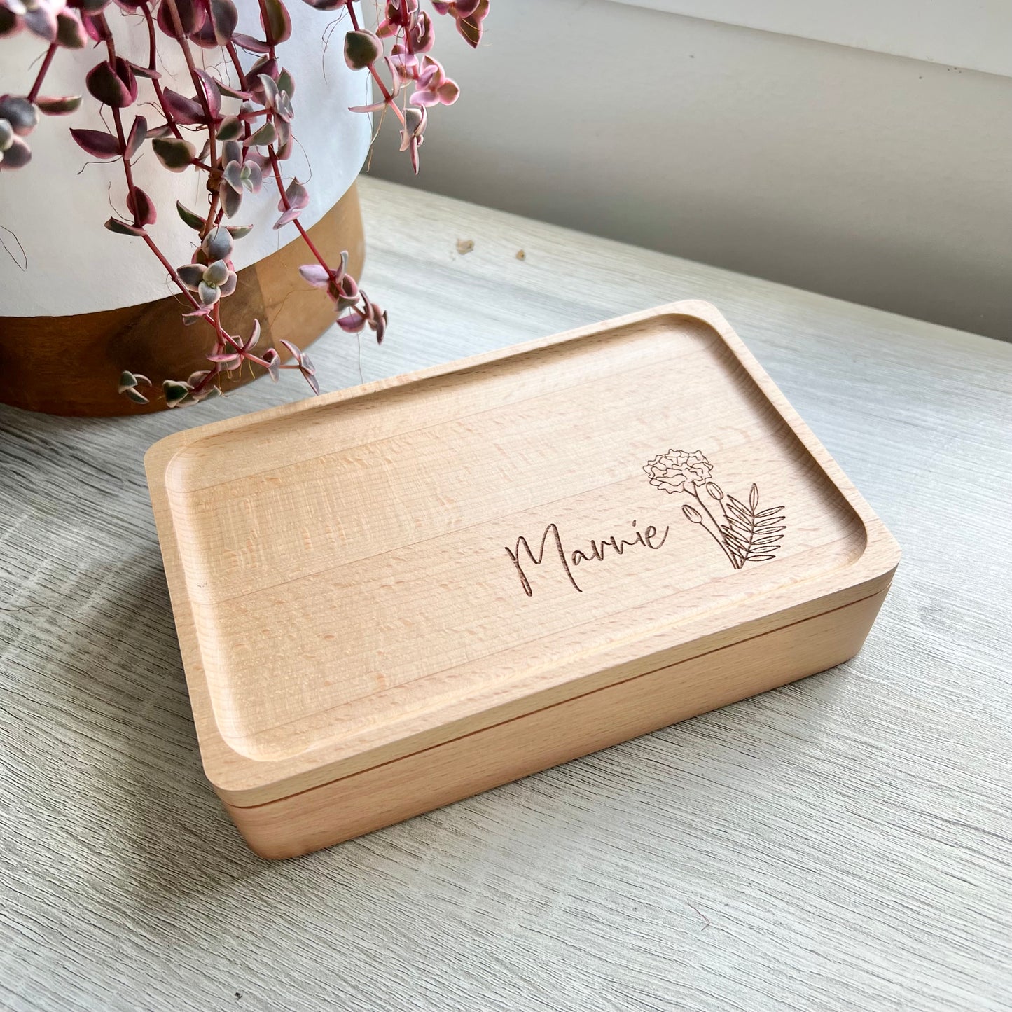 Birth Flower Jewellery Keepsake Box