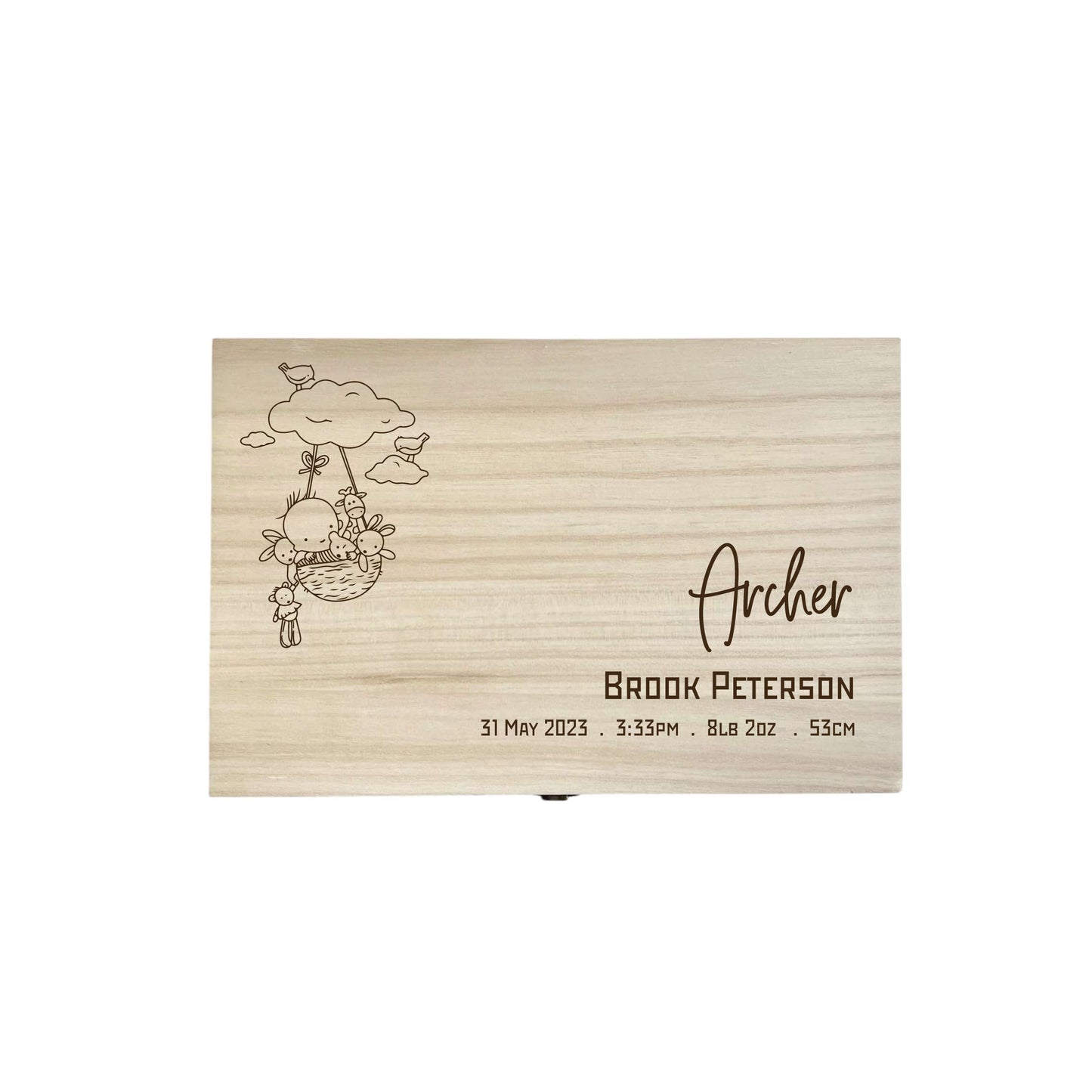 The Archer birth details keepsake box