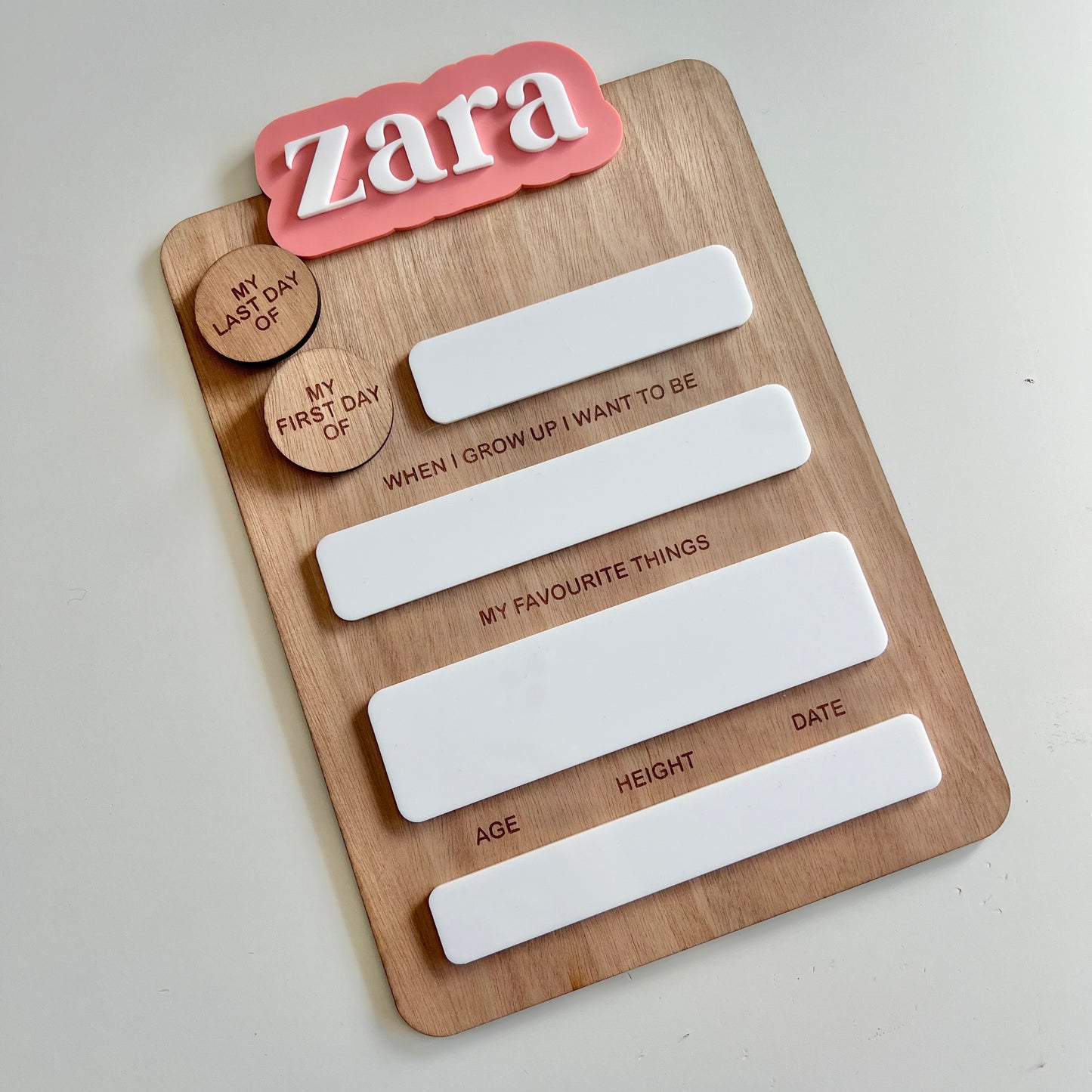 The Harper - personalised first day board