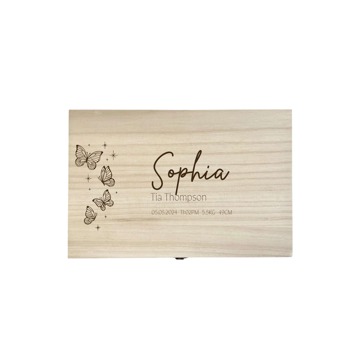 The Sophia birth details keepsake box