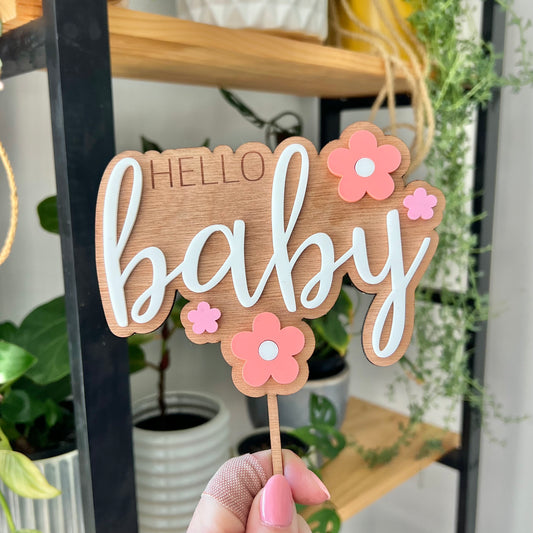 Hello Baby wirh flowers topper