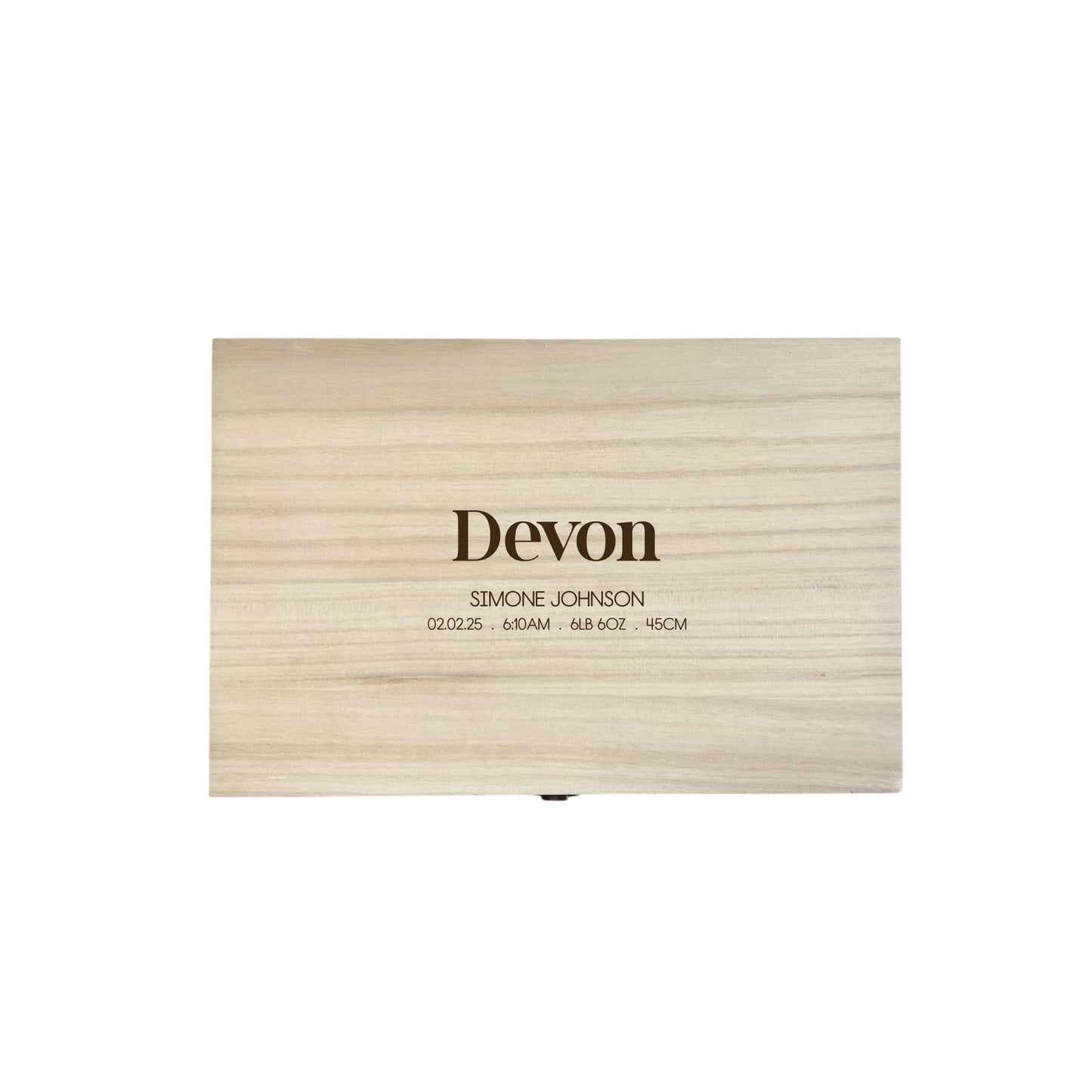 The Devon birth details keepsake box