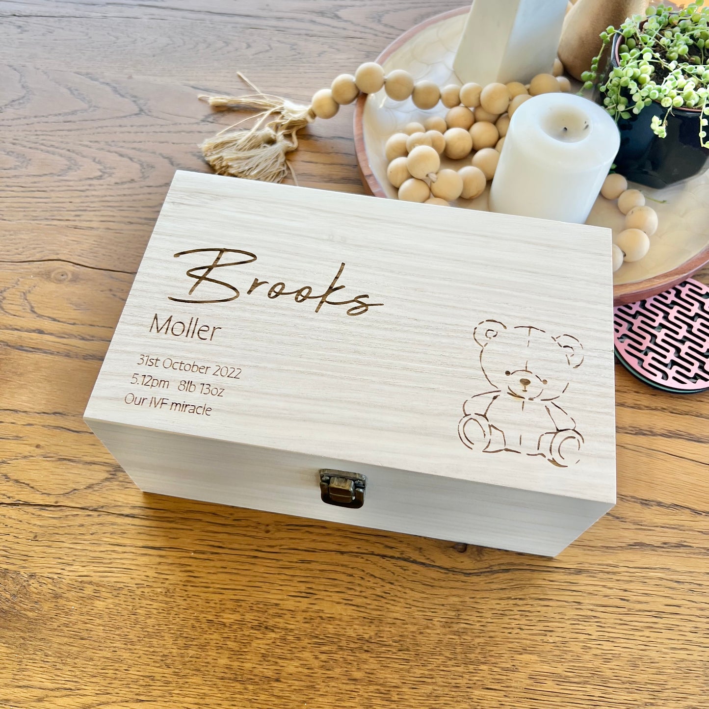 The Alex birth details keepsake box