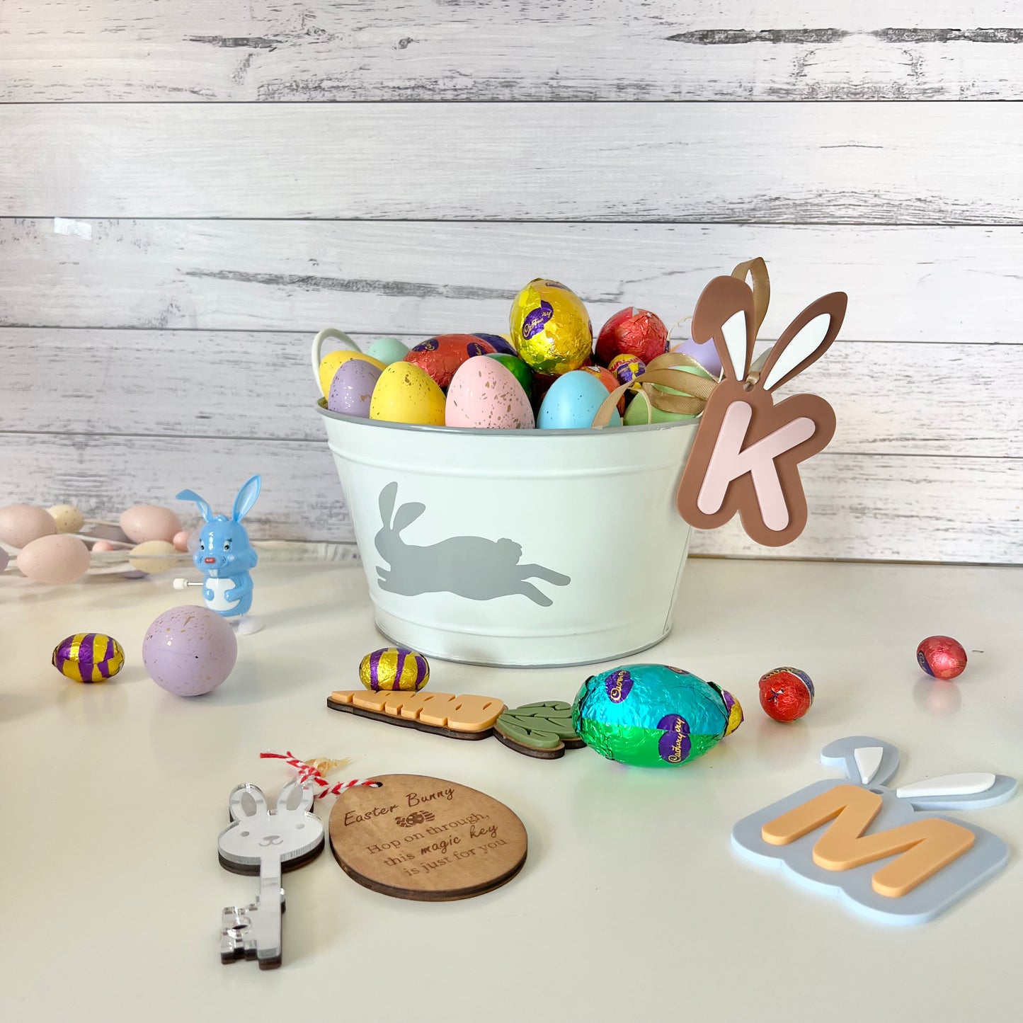 Initial with Ears - Bunny basket tag