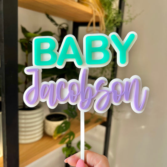 Baby surname acrylic topper