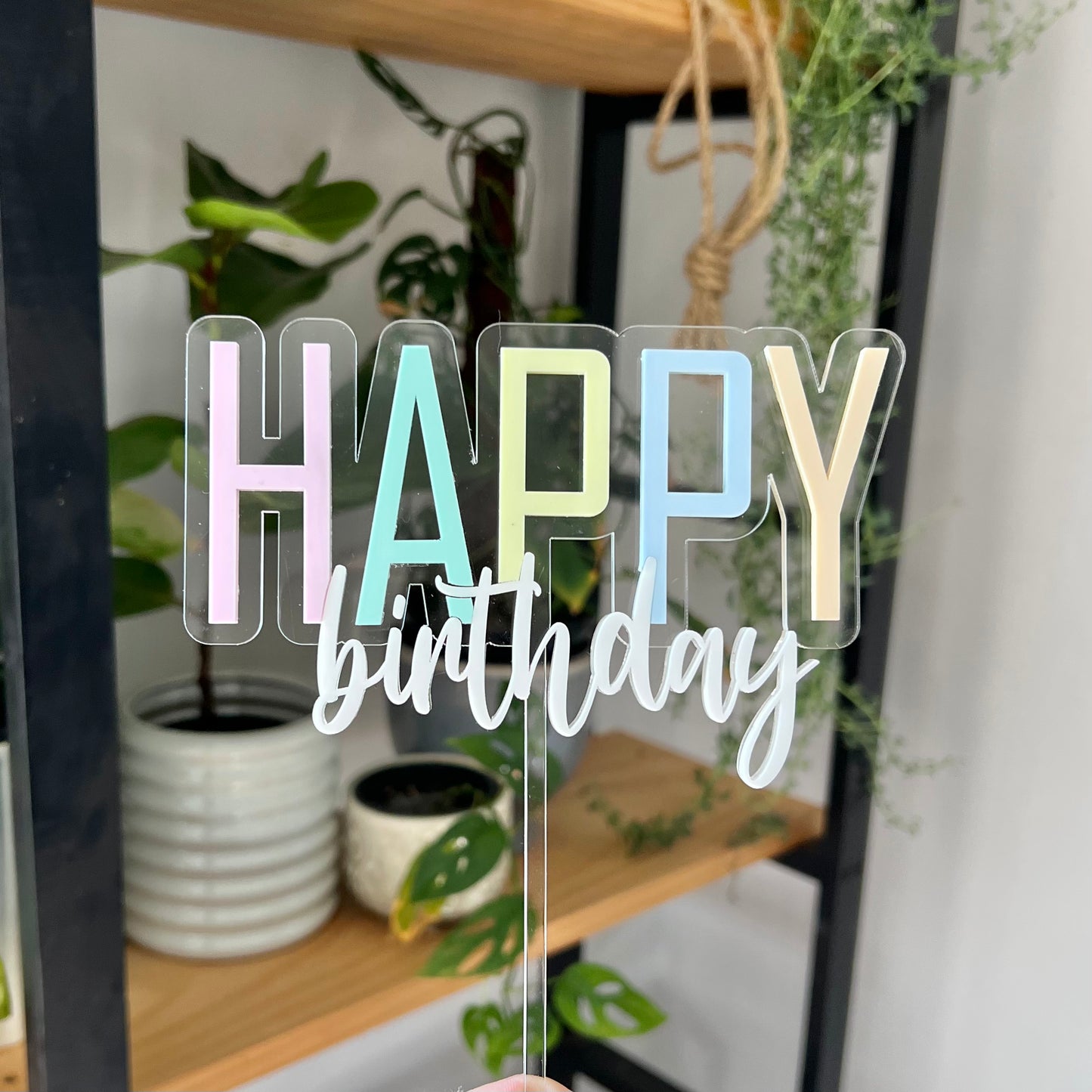 Pastel happy birthday topper