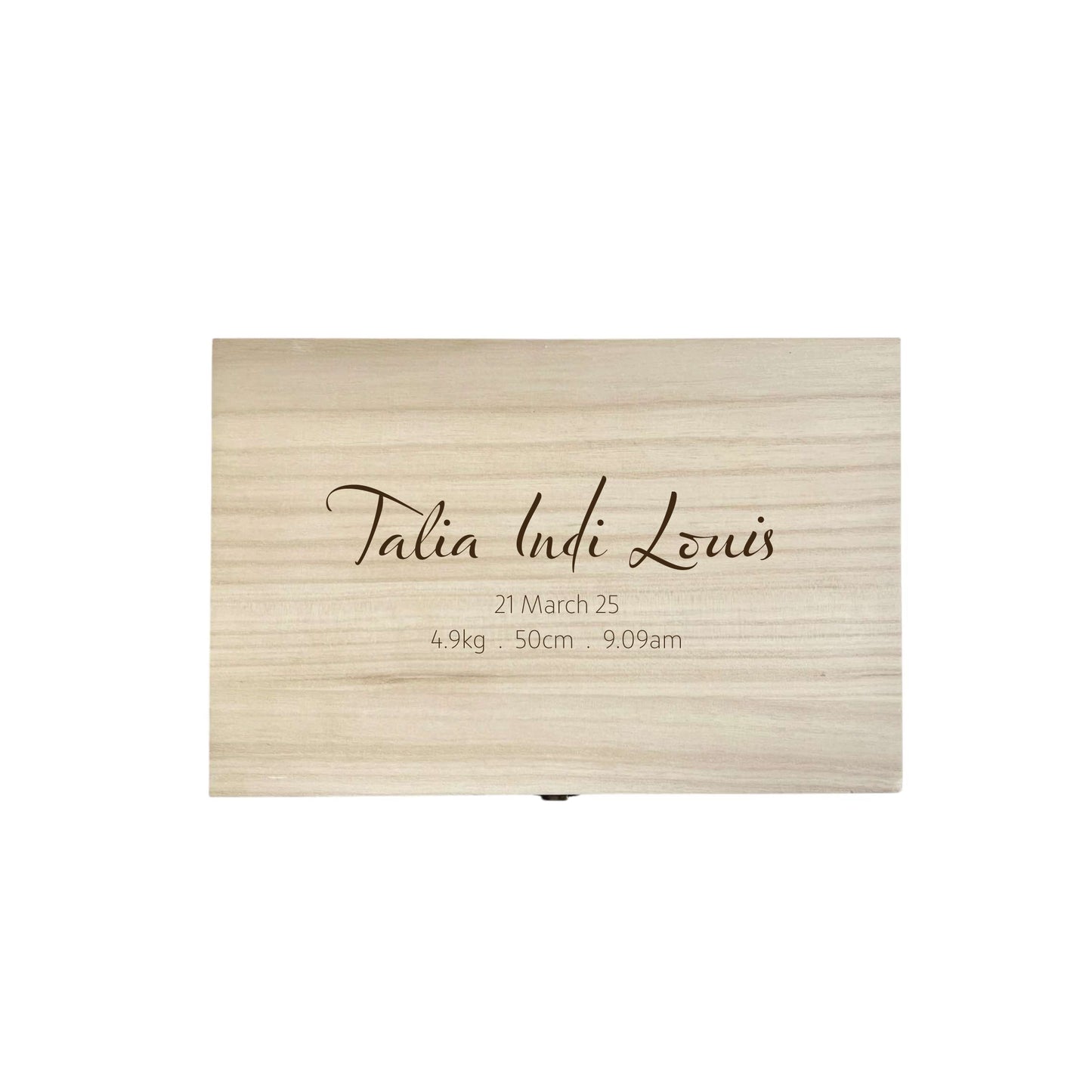 The Talia birth details keepsake box