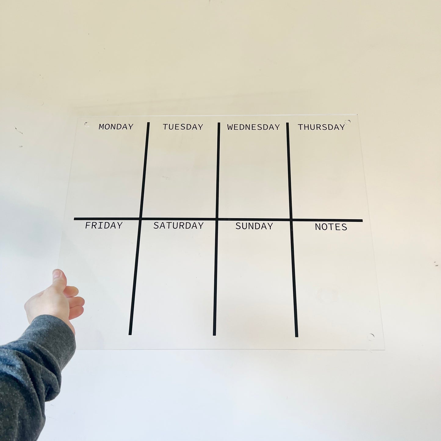 Horizontal weekly planner