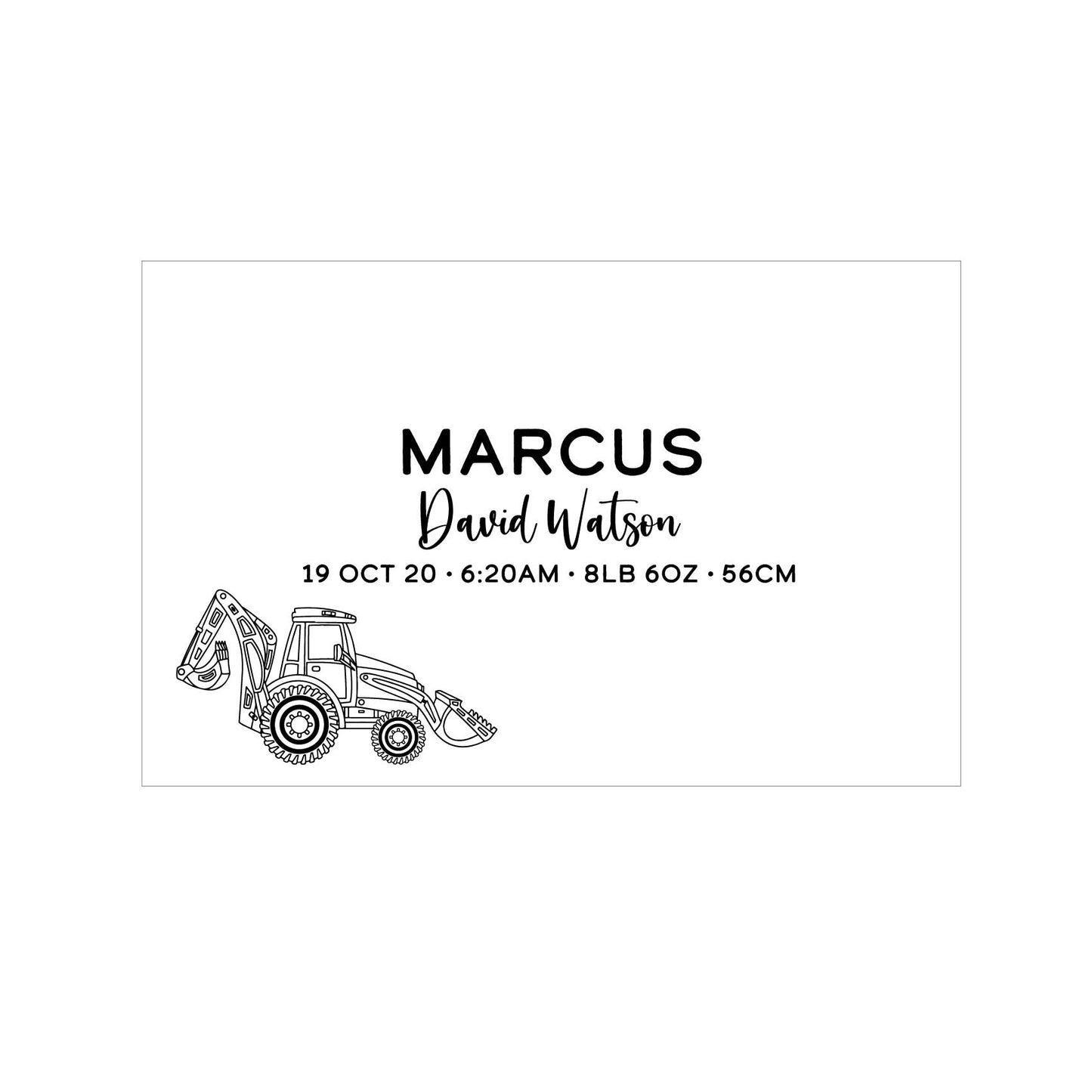 The Excavator birth details keepsake box