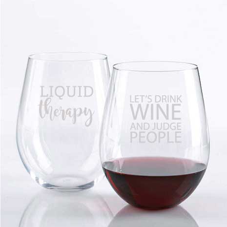 Set of 6 stemmed engraved glasses - Younique Collective
