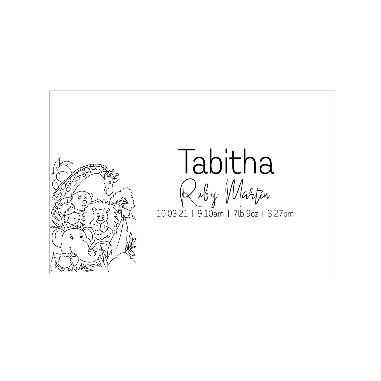 The Jungle birth details keepsake box