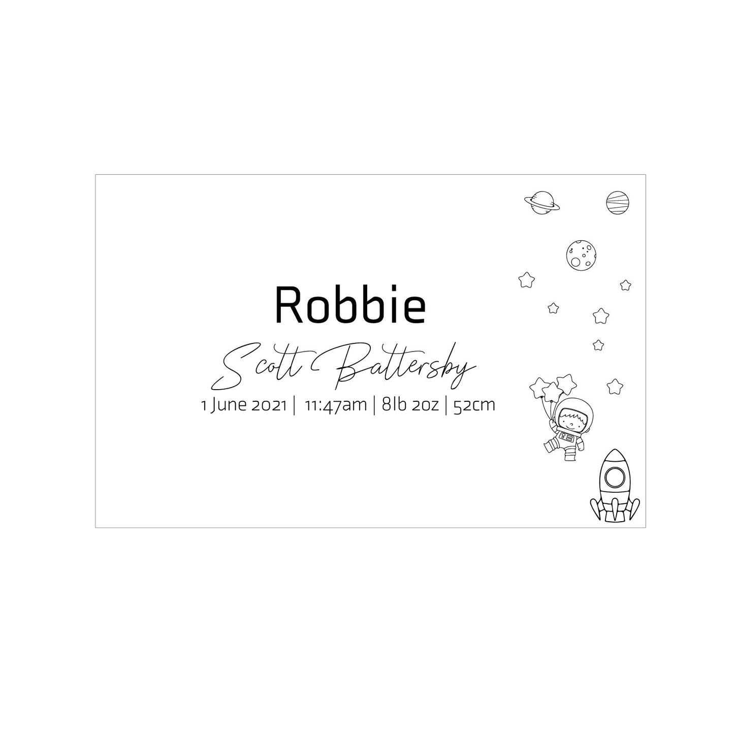 The Spaceman birth details keepsake box