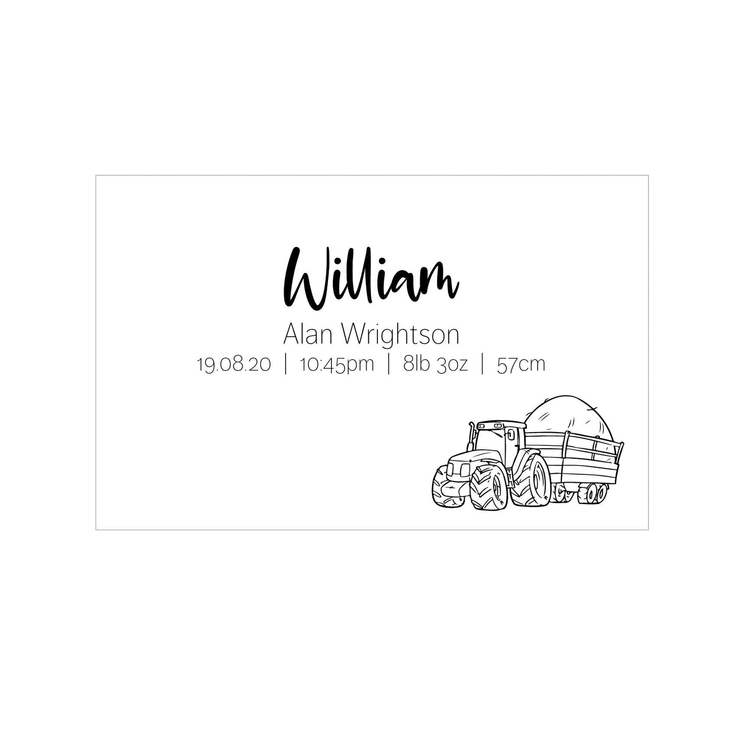 The Tractor birth details keepsake box