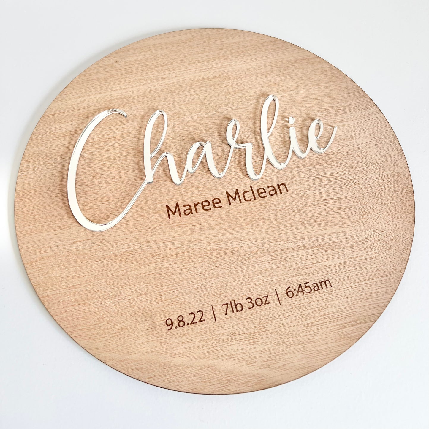 The Huxley birth announcement plaque