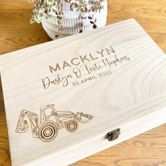 The Excavator birth details keepsake box