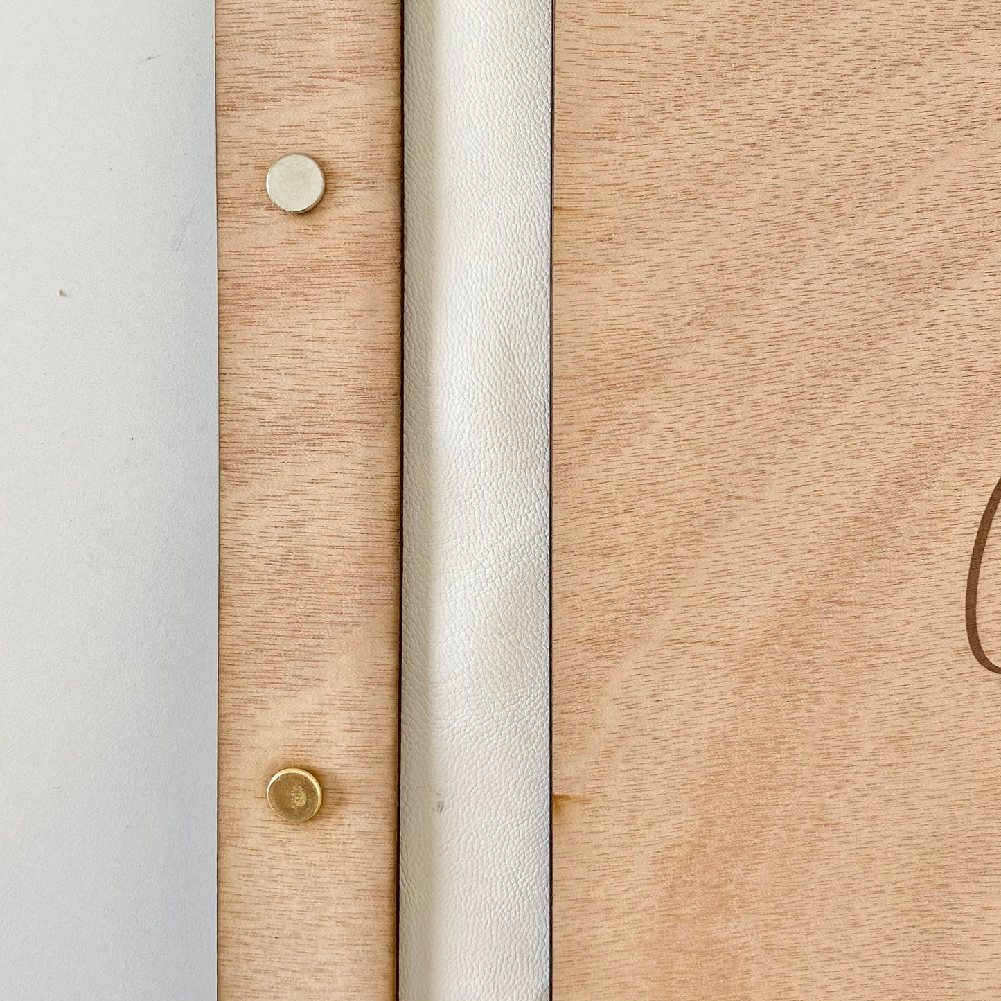 Wooden guest book, with faux leather