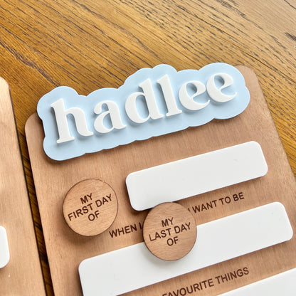 The Harper - personalised first day board