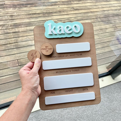 The Harper - personalised first day board