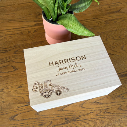The Excavator birth details keepsake box