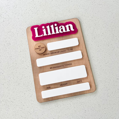 The Harper | Personalised First & Last Day Board