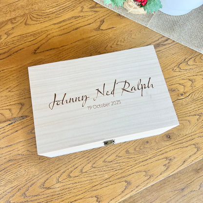 The Talia birth details keepsake box