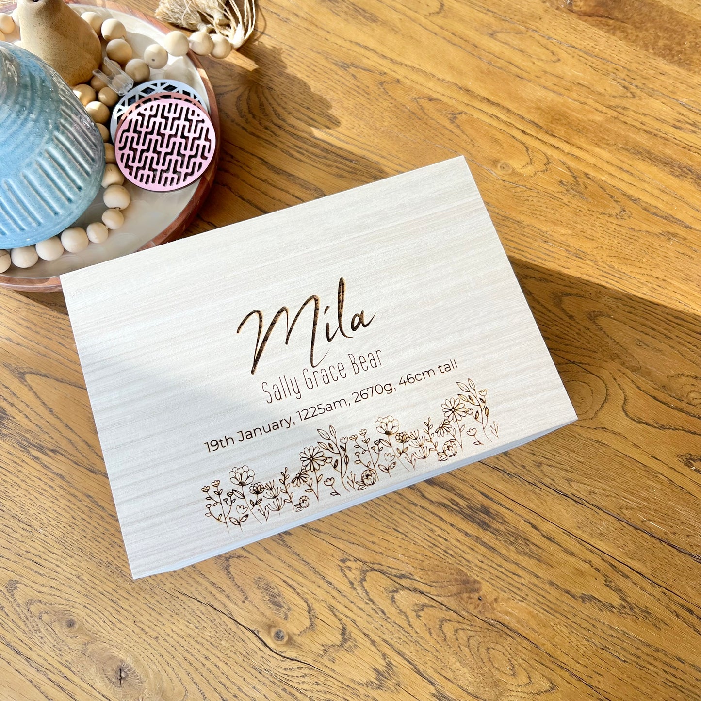 The Summer birth details keepsake box