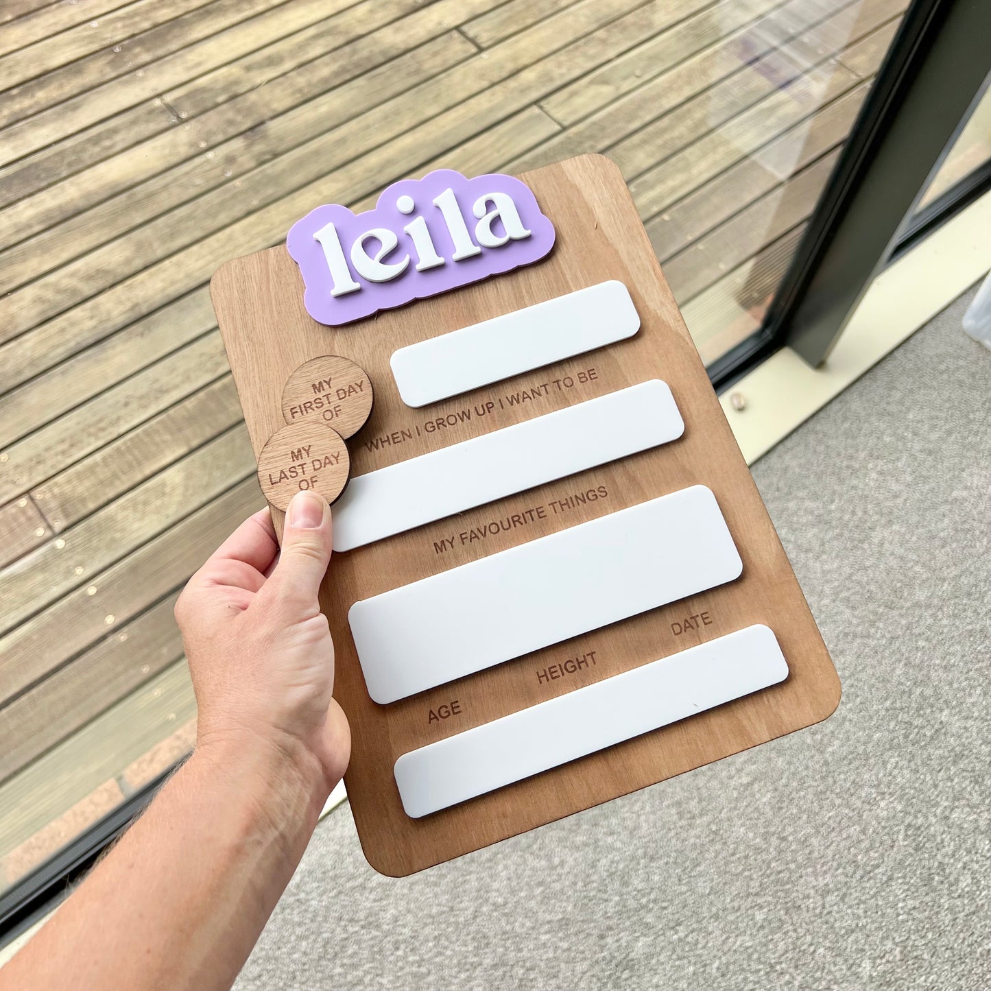 The Harper - personalised first day board