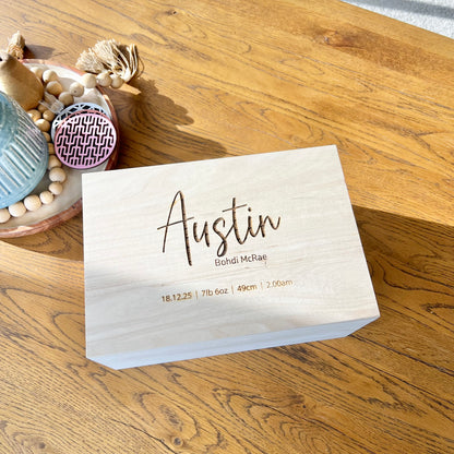 The Huxley birth details keepsake box