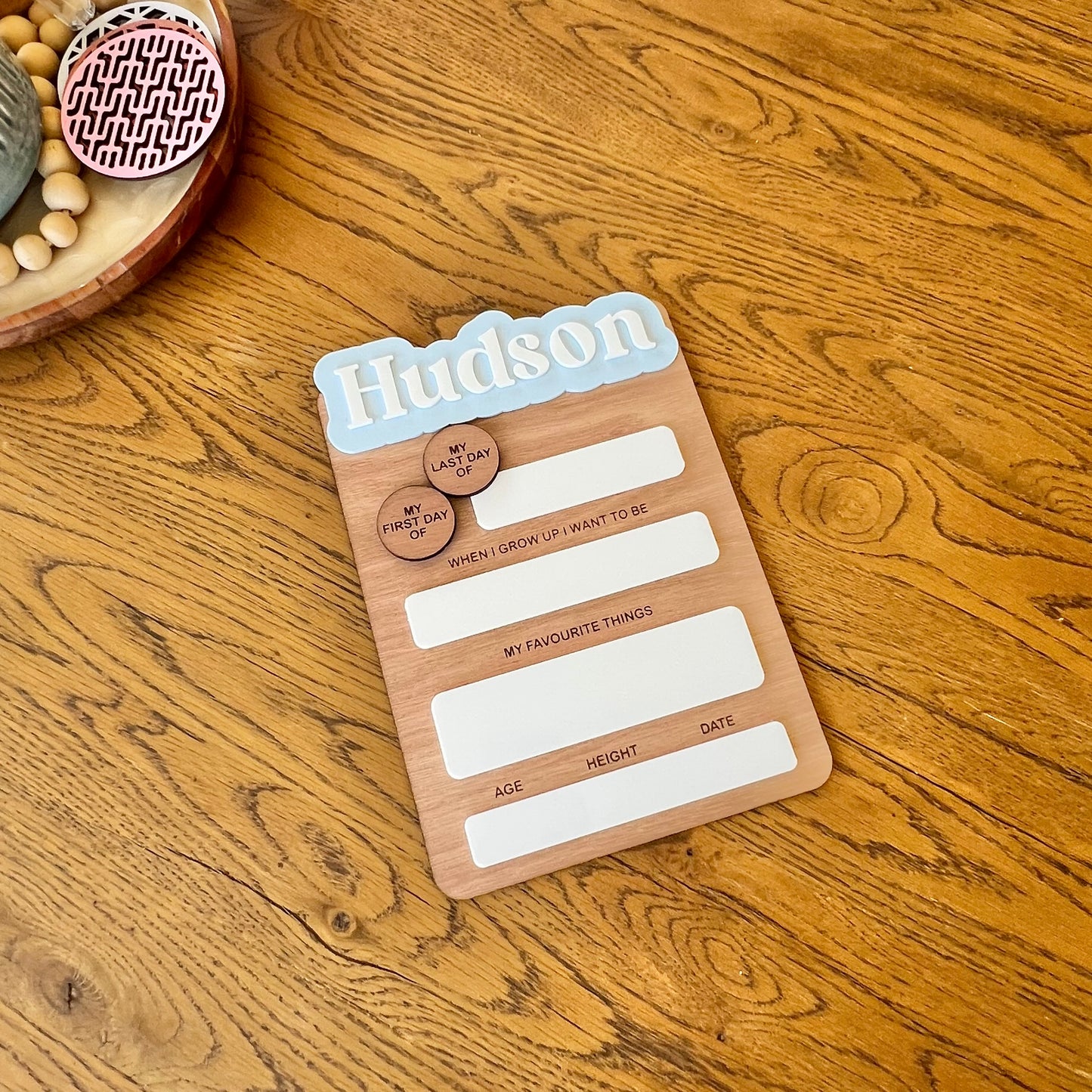 The Harper - personalised first day board