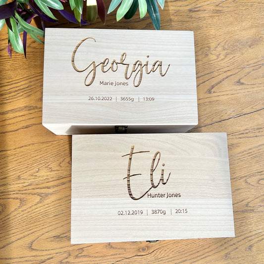 The Huxley birth details keepsake box
