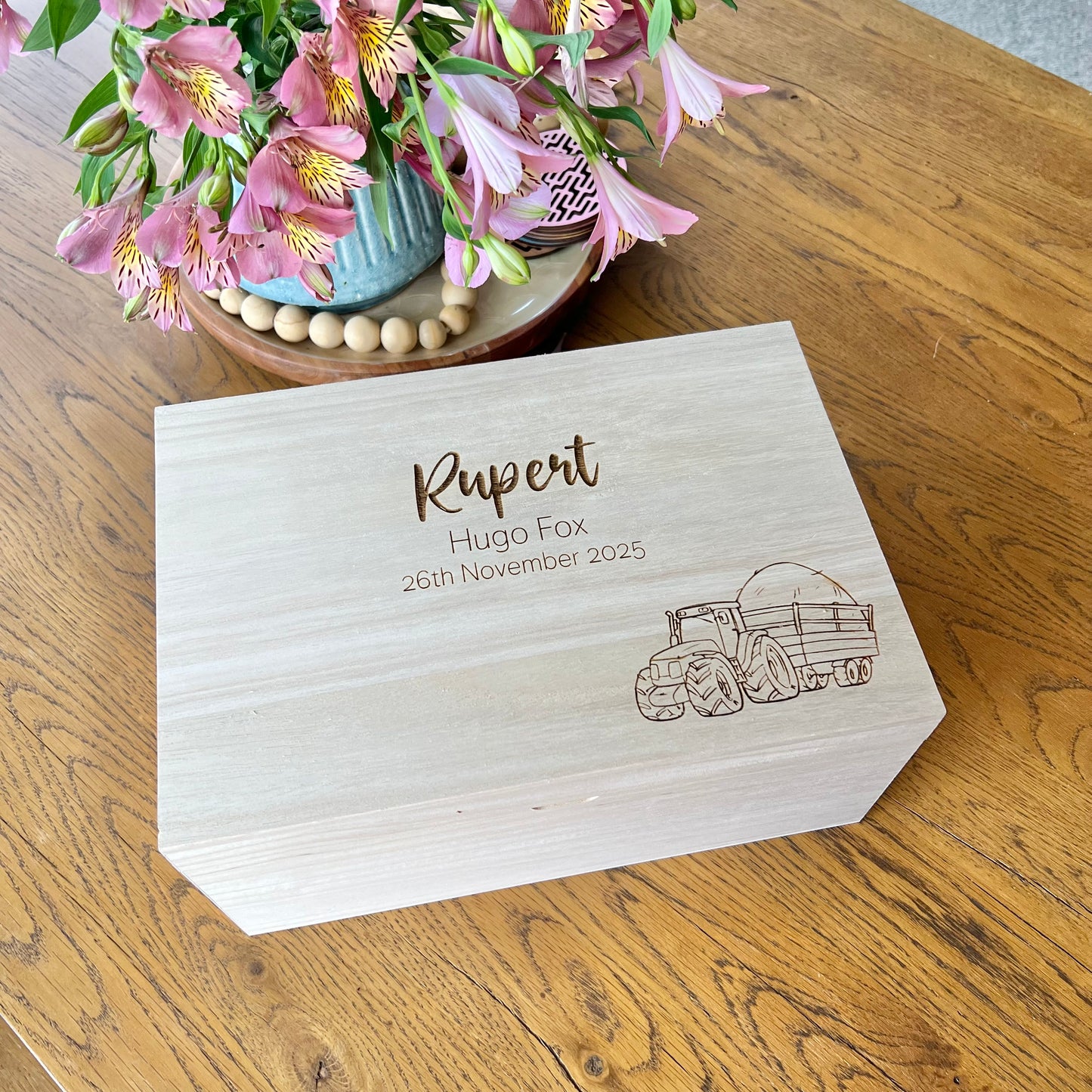 The Tractor birth details keepsake box
