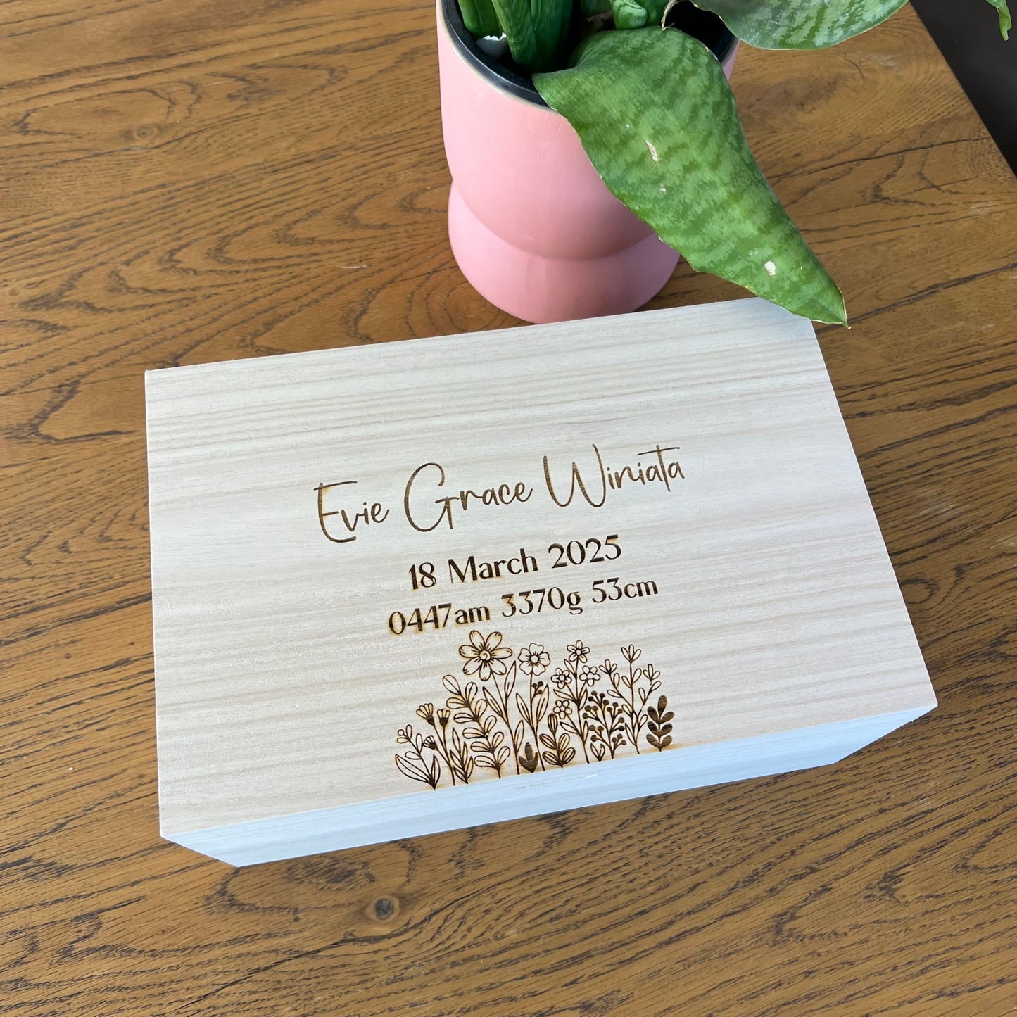 The Tiana birth details keepsake box