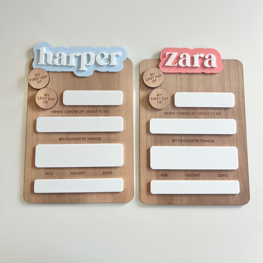 The Harper - personalised first day board