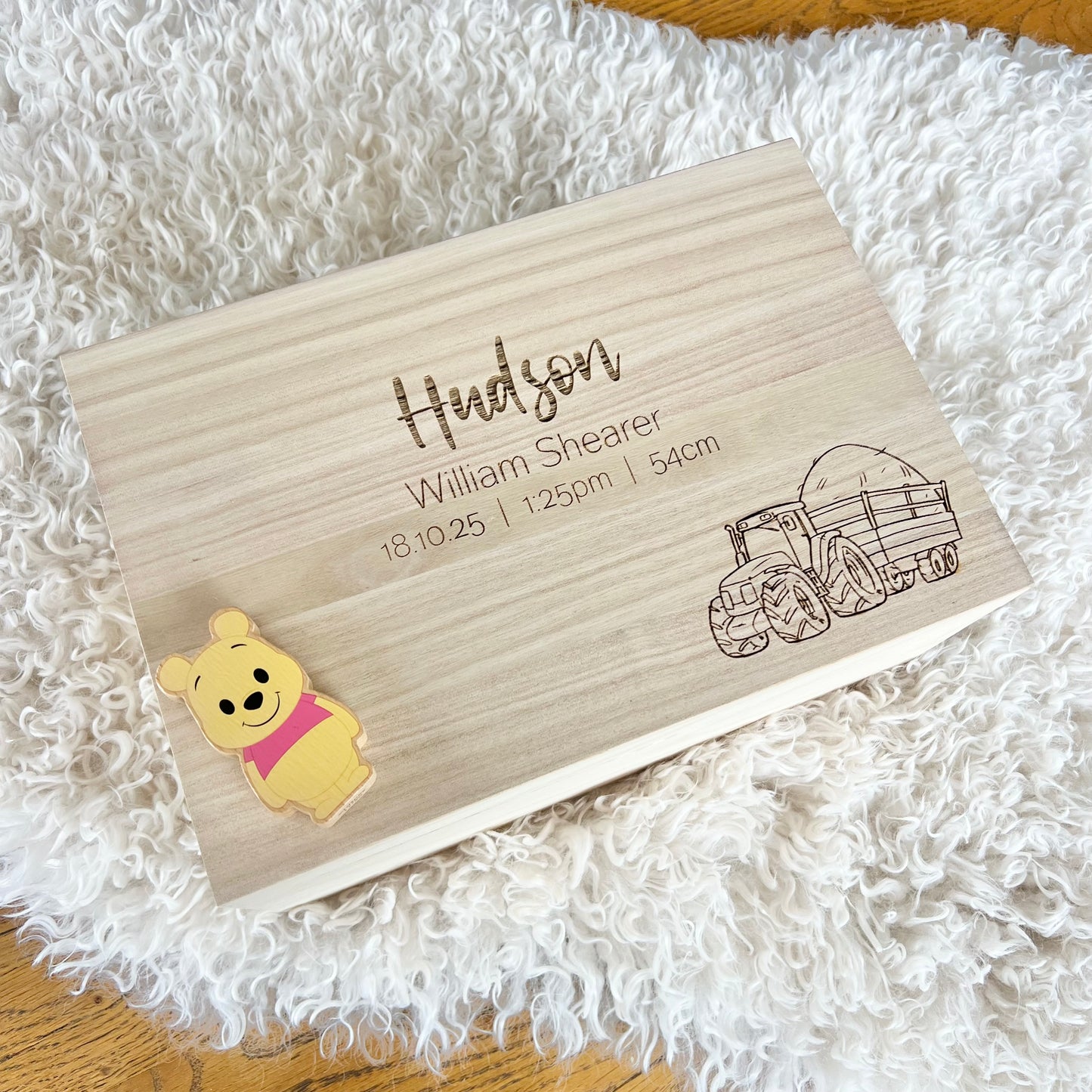 The Tractor birth details keepsake box