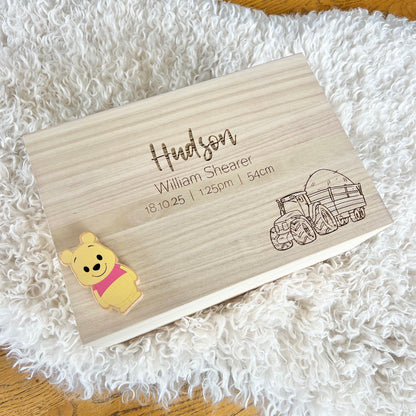 The Tractor birth details keepsake box
