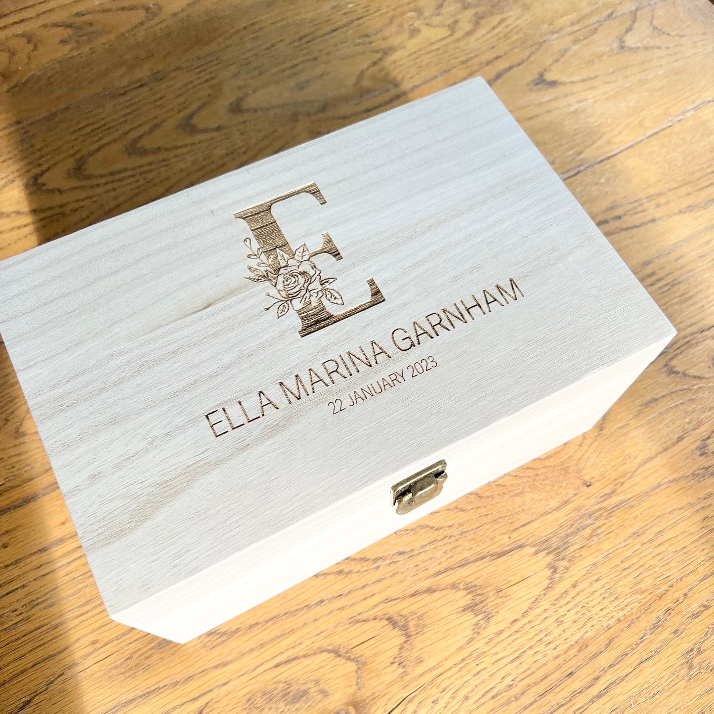 Monogram birth details keepsake box