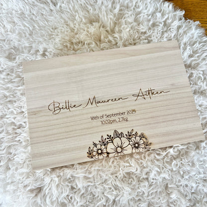 The Rachel birth details keepsake box