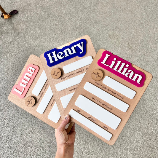 The Harper | Personalised First & Last Day Board