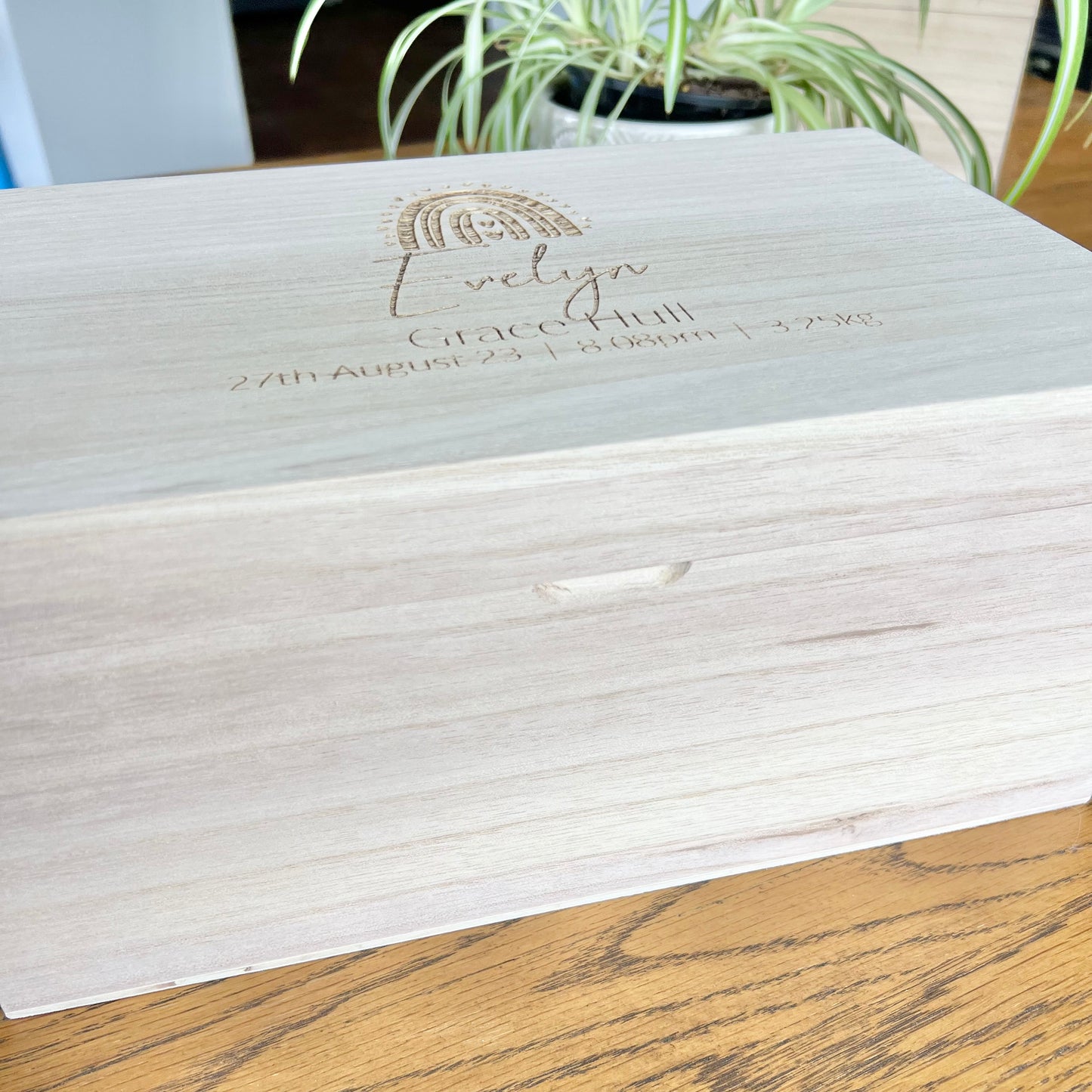 The Rainbow birth details keepsake box