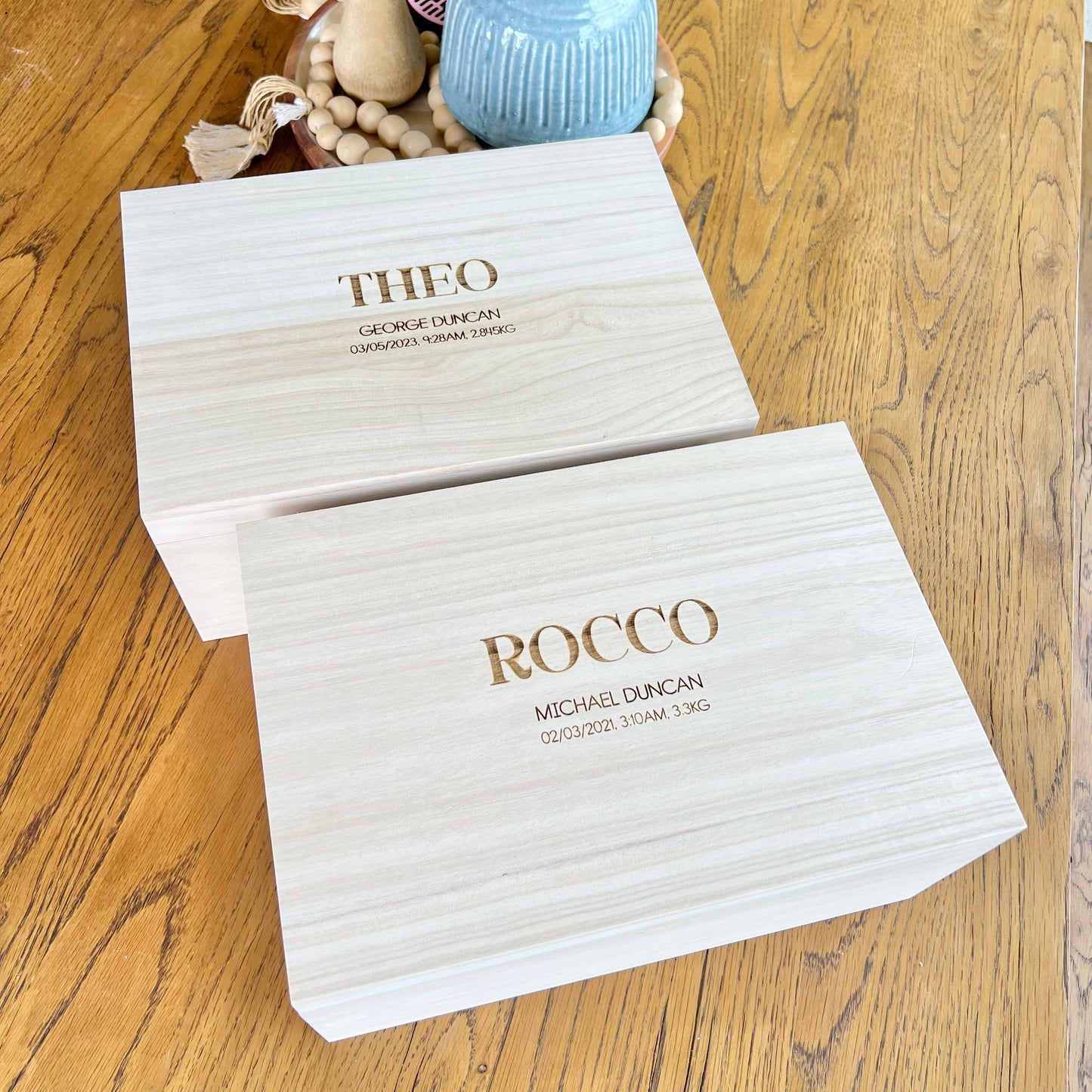 The Devon birth details keepsake box