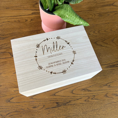 The Ariel birth details keepsake box