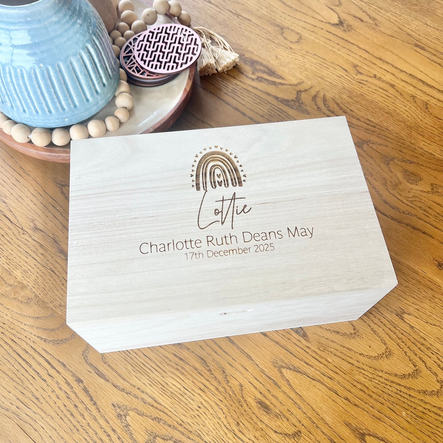 The Rainbow birth details keepsake box