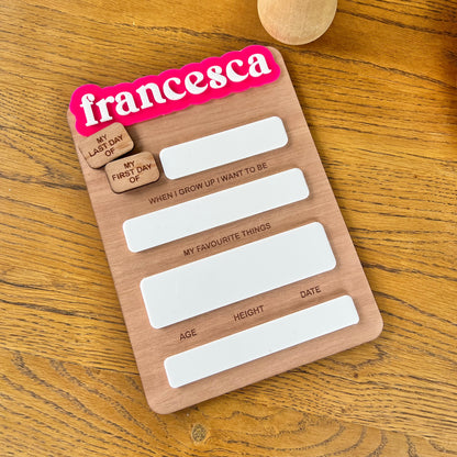 The Harper - personalised first day board