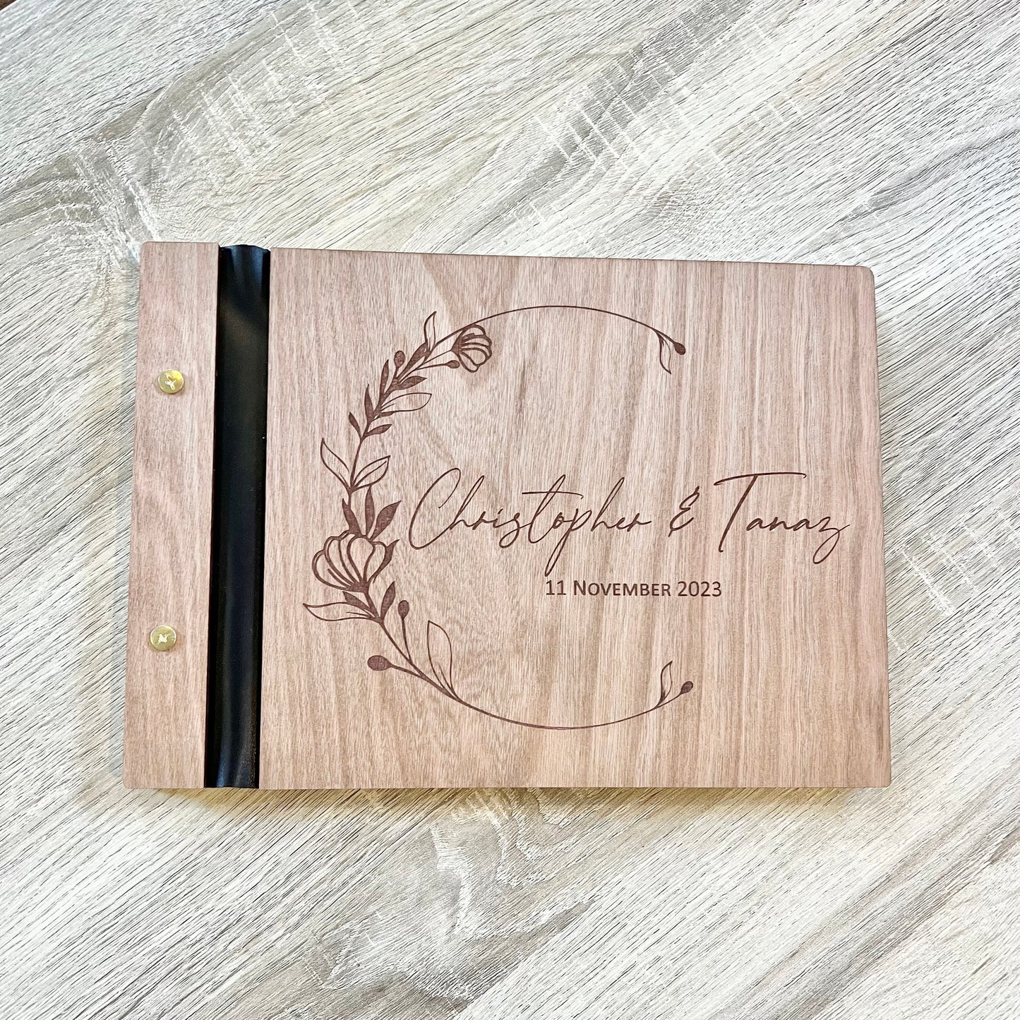 Floral crescent guest book