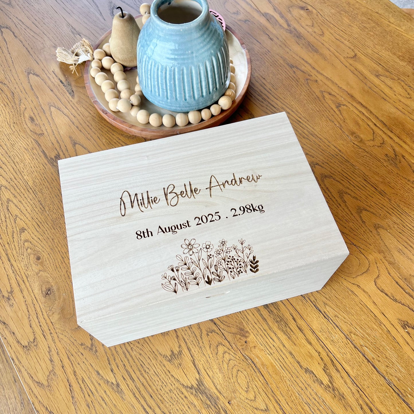 The Tiana birth details keepsake box